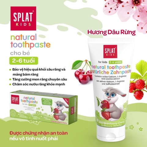 SPLAT KIDS KEM ĐÁNH RĂNG MÙI KEM TRÁI CÂY BÉ 2 - 6 TUỔI 50Ml