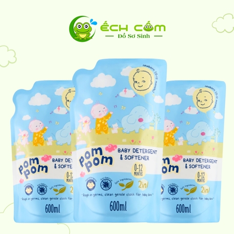GEL GIẶT XẢ POM POM NEWBORN  DÀNH RIÊNG CHO BÉ SƠ SINH (0 – 12 THÁNG) - TÚI 600ML