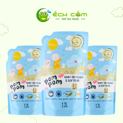 GEL GIẶT XẢ POM POM NEWBORN  DÀNH RIÊNG CHO BÉ SƠ SINH (0 – 12 THÁNG) - TÚI 1.2L