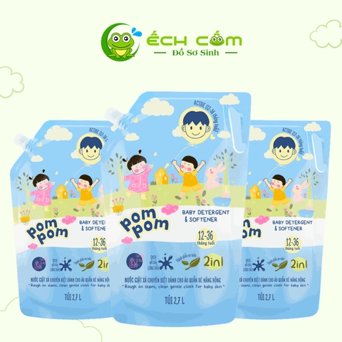 GEL GIẶT XẢ POM POM ACTIVE  CHO BÉ NĂNG ĐỘNG (TRÊN 12 THÁNG VÀ PHÙ HỢP CHO CẢ GIA ĐÌNH) - TÚI 2,7L