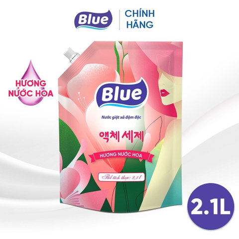 Nước Giặt Xả Blue Đậm Đặc Hương Nước Hoa Túi 2,1L