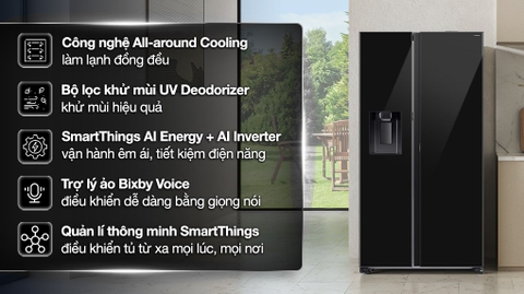 Tủ lạnh Samsung Inverter 634 lít Side By Side RS80F65J2BSV