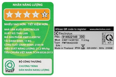 Máy giặt Electrolux UltimateCare 700 Inverter 11 kg EWF1143R7SC