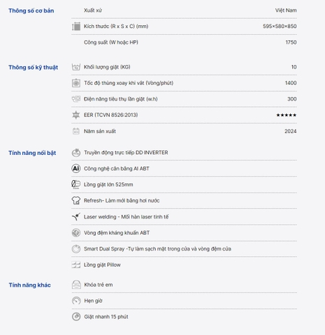 Máy giặt lồng ngang Aqua Inverter DD 10Kg AW10-B4959U1K(B)