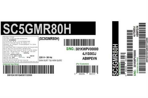 Tủ chăm sóc quần áo thông minh LG Styler Inverter 5 móc SC5GMR80H