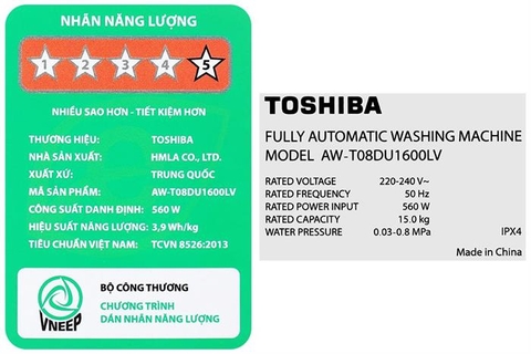Máy giặt Toshiba Inverter 15 kg AW-T08DU1600LV(MK)