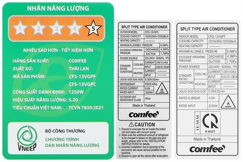 Điều hoà Comfee Inverter 1.5 HP CFS-13VGPF/CFS-13VGPC