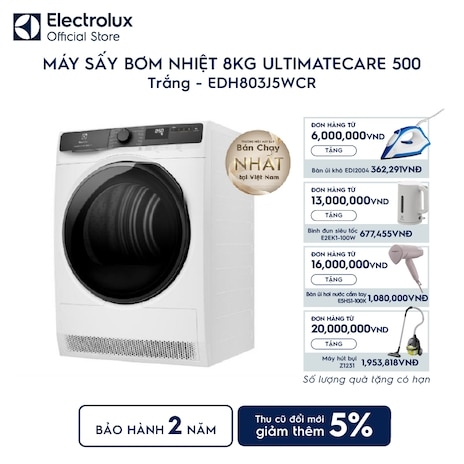 Máy sấy bơm nhiệt Electrolux 8 kg EDH803J5WCR