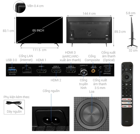 Google Tivi TCL AI 4K 65 inch 65P79B Pro