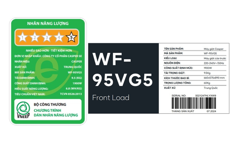 Máy giặt Casper Inverter 9.5 kg WF-95VG5