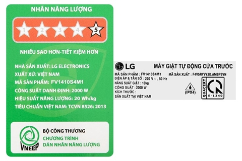 Máy giặt LG Inverter 10 kg FV1410S4M1