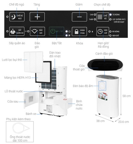 Máy hút ẩm kết hợp lọc không khí Nagakawa NAD8559