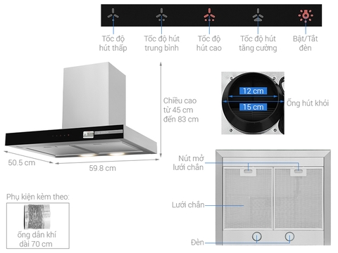 Máy hút mùi áp tường Bosch DWB67BK61T