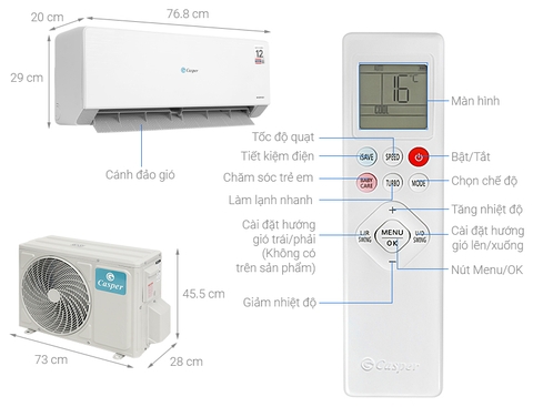 Máy lạnh Casper Inverter 1.5 HP QC-12IU36A