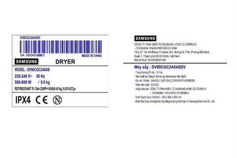 Máy sấy bơm nhiệt Samsung Inverter 9 kg DV90CGC2A0AB/SV