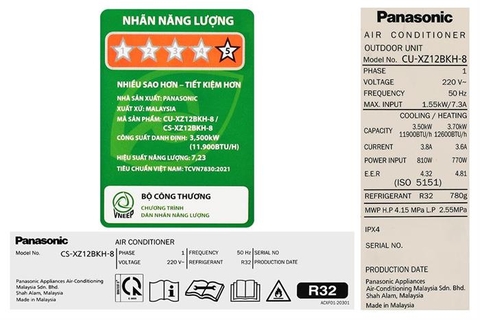 Điều hòa Panasonic cao cấp 2 chiều 12000Btu Inverter CS/CU-XZ12BKH-8