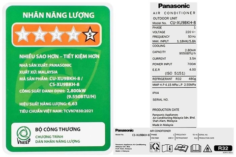 Điều hòa Panasonic Inverter 9000 BTU 1 chiều CU/CS-XU9BKH-8