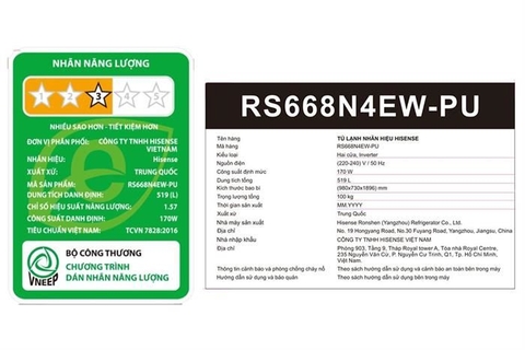 Tủ lạnh Hisense Inverter 519 lít Side By Side RS668N4EW-PU