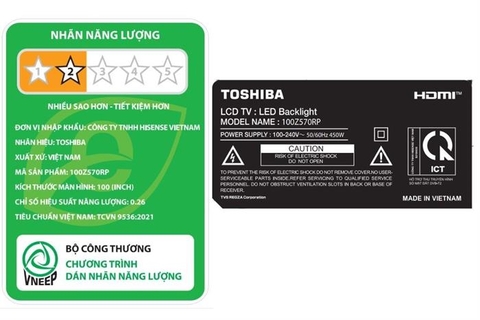 Smart Tivi QLED Toshiba AI 4K 100 inch 100Z570RP