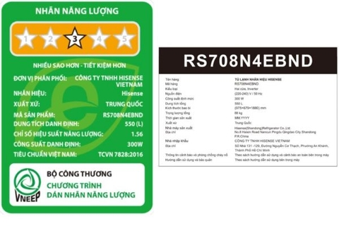 Tủ Lạnh Hisense Inverter 550 lít RS708N4EBND