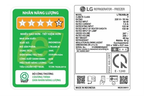Tủ lạnh LG Inverter 266 lít LTB26BLM