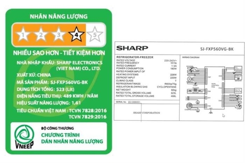 Tủ lạnh Sharp Inverter 466 lít Multi Door SJ-FXP560VG-BK