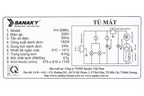 Tủ mát Sanaky 240 lít VH-308KL