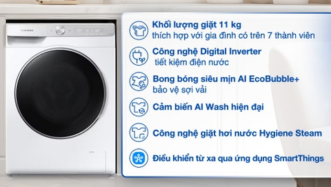 Máy giặt Samsung AI EcoBubble Inverter 11 kg WW11CGP44DSHSV