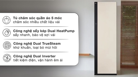 Tủ chăm sóc quần áo thông minh LG Styler Inverter 5 móc SC5MBR80H