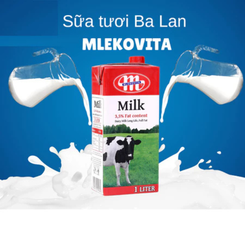 Thùng 12 Hộp Sữa Ba Lan Sữa MLEKOVITA Sữa Tươi Nguyên Kem 1 L Sữa Nhập Khẩu