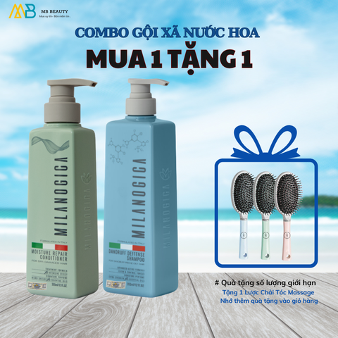 Dầu Gội , Dầu Xả Phục hồi hư tổn, Giảm gàu sạch ngứa da đầu hương nước hoa Milanogica 355ml