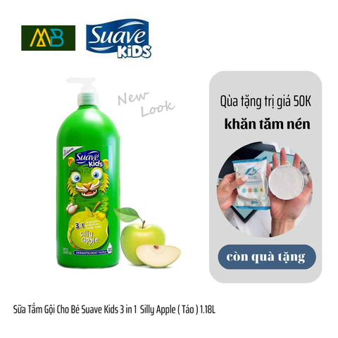 Sữa Tắm Gội Trẻ Em Suave Kids 3in1 Silly Apple ( Hương Táo )  1180ML