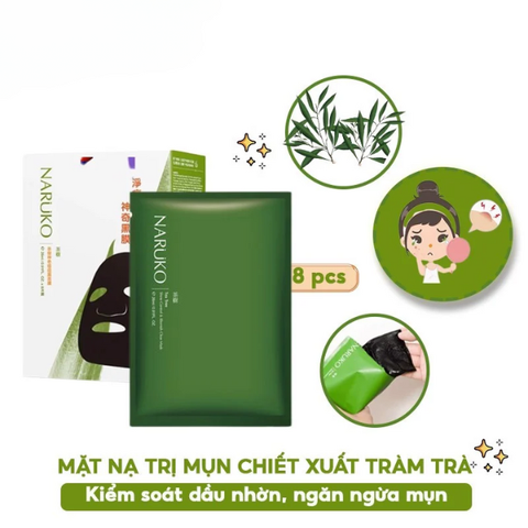 Mặt Nạ Naruko Trà Tràm Kiềm Dầu Ngăn Ngừa Mụn Hộp 8 Miếng