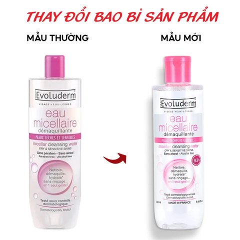 Nước Tẩy Trang Evoluderm Cho Da Khô Và Nhạy Cảm 500ml