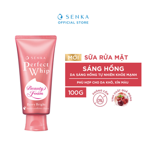 Sữa Rửa Mặt Senka Làm Sạch Sâu & Dưỡng Sáng Hồng 100g Perfect Whip Berry Bright
