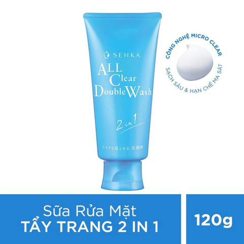 Sữa Rửa Mặt Senka Tẩy Trang 2 Trong 1 120g All Clear Double Wash