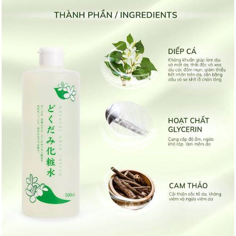 Nước Dưỡng Da Chinoshio Dokudami Chiết Xuất Lá Diếp Cá 500ml Natural Skin Lotion