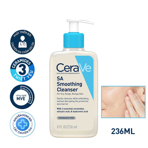 Sữa Rửa Mặt CeraVe Làm Sạch & Tẩy Tế Bào Chết Dịu Nhẹ 236ml SA Smoothing Cleanser