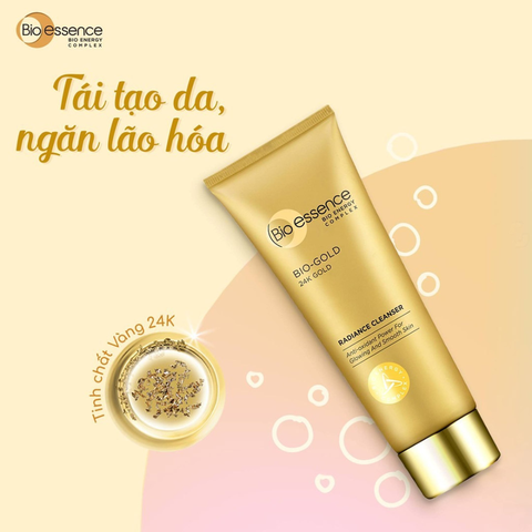 Sữa Rửa Mặt Bio-essence Vàng 24K Ngăn Ngừa Lão Hoá 100g Bio-gold Radiance Cleanser