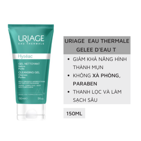 Gel Rửa Mặt Uriage Cho Da Dầu Mụn, Hỗn Hợp 150ml Hyséac Gel Nettoyant Cleansing Gel