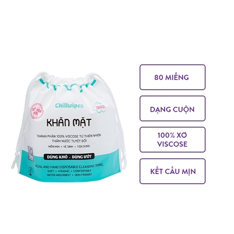 Khăn Mặt Khô Chillwipes Dạng Cuộn (80 Miếng/Cuộn)