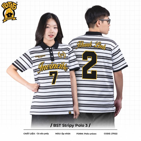 BST Áo lớp Stripy Polo sọc đen