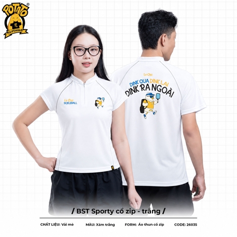 BST Đồng phục Pickleball Sporty Zip Trắng