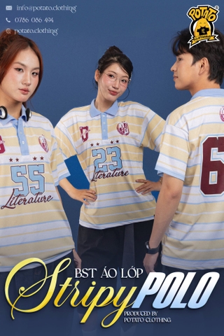 BST Áo lớp Stripy Polo sọc vàng