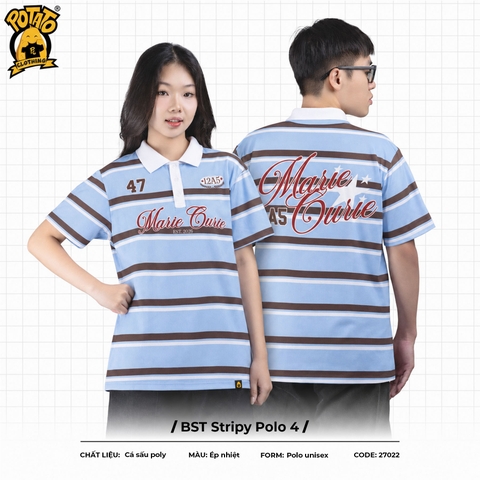 BST Áo lớp Stripy Polo sọc xanh dương