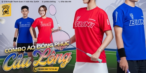 Đồng phục áo thun BUNI Badminton Đỏ Tươi