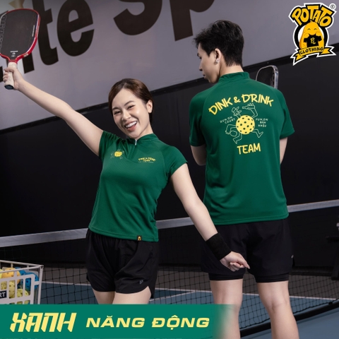 BST Đồng phục Pickleball Sporty Zip Xanh Lá