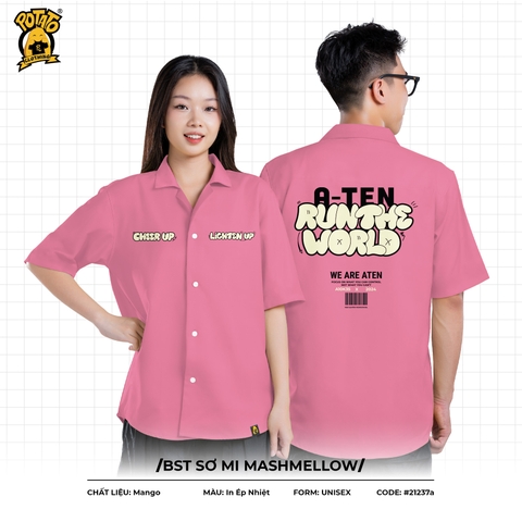 BST Áo lớp sơ mi Marshmallow hồng trơn