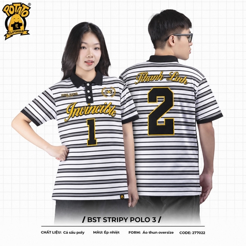 BST Áo lớp Stripy Polo sọc đen
