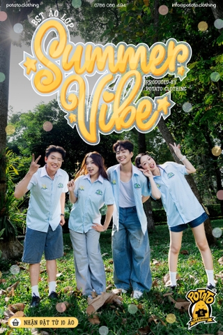 BST Áo lớp sơ mi Summer Vibe Xanh Dương